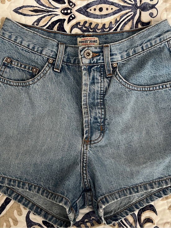Guess Pants - Vintage 90s Guess Triangle Logo High Rise Acid Wash Denim Shorts - One Owner